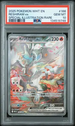 2025 POKEMON WHT EN-WHITE FLARE SPECIAL ILLUSTRATION RARE RESHIRAM EX PSA 10 - Image 1