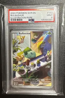 2024 Pokemon Bulbasaur - 143/142 Stellar Crown Illustration Rare PSA 9 - Image 1