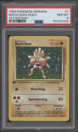 Hitmonchan Pokemon Base Set Holo 1st Edition German #7 PSA 8 - Image 1