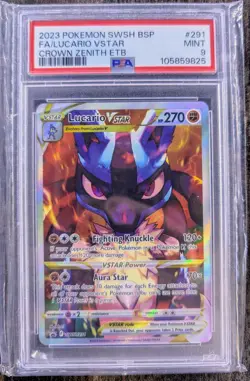 PSA 9 Lucario Vstar 291 Pokemon Swsh Black Star Promo 2023 Crown Zenith - Image 1