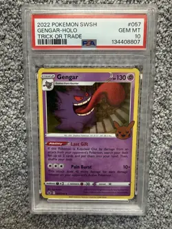 2022 Pokemon Sword & Shield SWSH Gengar Holo Trick or Trade #057 PSA 10 Gem Mint - Image 1