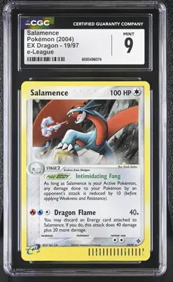 CGC 9 MINT Salamence 2004 EX Dragon Holo 19/97 e-League Pokemon Card - Image 1