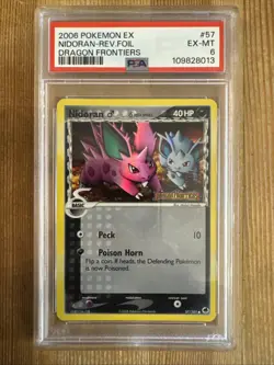 Nidoran 57/101 2006 EX Dragon Frontiers Pokemon Card TCG Reverse Holo - PSA 6 - Image 1