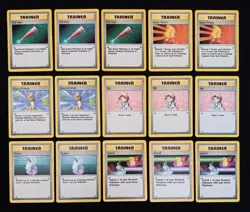 Lot Of 15 Vintage Pokemon Trainer Cards Base Set Unlimited BSU Regular Finish MP - Image 1