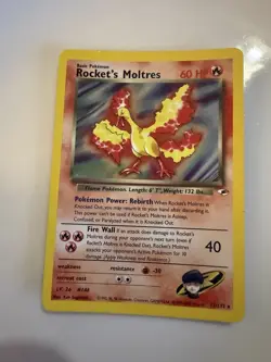 Pokemon TCG Rocket's Moltres Holo Card 12/132 Gym Heroes Rare - Image 1