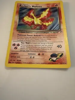 Pokemon TCG Rocket's Moltres Holo Card 12/132 Gym Heroes Rare - Image 2