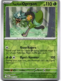 Teal Mask Ogerpon Reverse Holo Uncommon SV10: Destined Rivals 026/182 NM Pokemon - Image 1