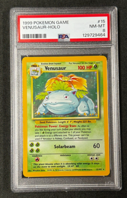 Venusaur Holo Rare PSA 8 NM-MT 1999 Pokemon Base Set Unlimited #15/102 - Image 1