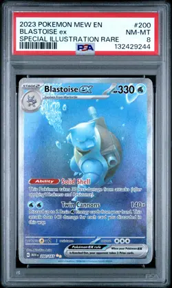 2023 POKEMON MEW EN-151 #200 BLASTOISE EX SPECIAL ILLUSTRATION RARE, PSA 8 - Image 1