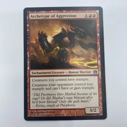 MTG Archetype of Aggression BNG LP Red Enchantment Creature Satyr EDH Card - Image 1