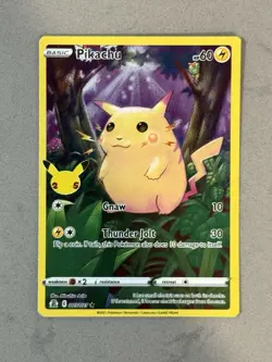 Pikachu 5/25 Pokemon Celebrations 25th Anniversary Illustration Full Art Card - Image 3