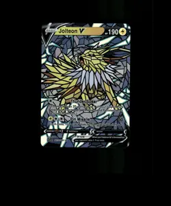 FAN-ART READ DESCRIPTION BELOW HOLO JOLTEON Card Stained Glass Pokemon Card p1 - Image 1