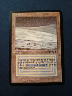 MTG Tundra Revised Dual Land Magic the Gathering signed read description - Image 1