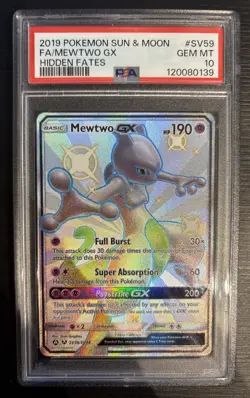 Mewtwo GX 2019 Pokemon Sun & Moon Hidden Fates Full Art SV59/SV94 PSA 10 - Image 1