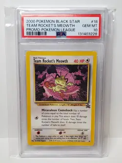 Pokemon Black Star Promo Team Rocket's Meowth #18 PSA 10 - Pokemon League Promo - Image 1