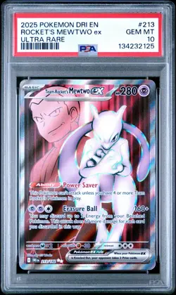 2025 Pokemon Destined Rivals Rocket's Mewtwo ex Ultra Rare #213/182 PSA 10 - Image 1