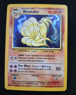 1999-2000 Pokemon Card Ninetales Holo Rare UK 4th Print 12/102 MP - Image 1