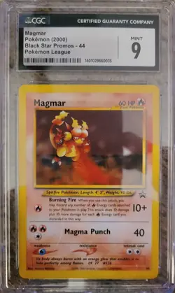 CGC 9 MINT Magmar # 44 WOTC Black Star Promo Pokemon League Card - Image 1