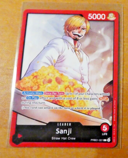 ONE PIECE ENGLISH CARD GAME CARTE SANJI PRB01-001 L EN JCC MINT - Image 1