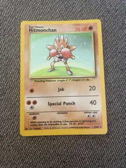 Pokemon TCG Hitmonchan Holo Rare Card Base Set 7/102 - Image 1