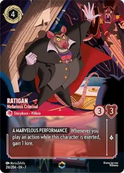 Lightly Played Lorcana Ratigan - Nefarious Criminal - 216/204 - Enchanted - Holo - Image 1