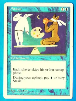 Stasis 1997 MTG 5th Edition Blue Rare Enchantment LP Stasis Deck B - Image 1