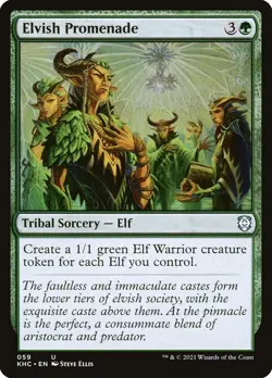 KHC ELVISH PROMENADE 1x Rare Magic Kaldheim Commander MTG EX - Image 1