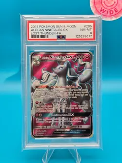 PSA 8 - 2018 POKEMON SUN & MOON LOST THUNDER 205 FULL ART/ALOLAN NINETALES GX - Image 1