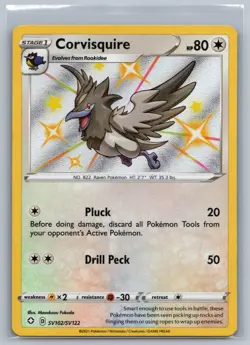 Pokemon TCG Shining Fates Corvisquire SV102 Baby Shiny Holo Rare - Image 1