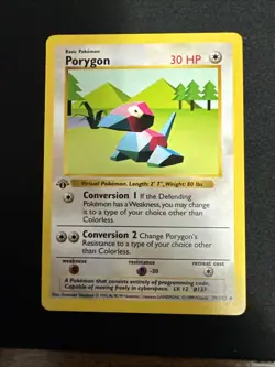 Pokemon TCG Porygon Base Set 1st Edition Uncommon Shadowless 39/102 LP Vintage - Image 3