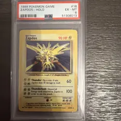 1999 Pokemon Zapdos Base Set Unlimited Holo Rare #16 [PSA 6 EX-MT] - Image 1