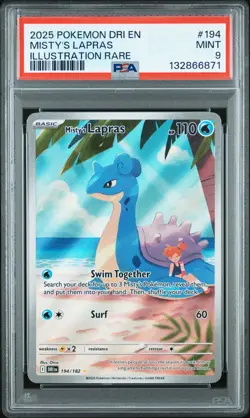 2025 POKEMON DRI EN-DESTINED RIVALS ILLUSTRATION RARE #194 MISTY'S LAPRAS PSA 9 - Image 1