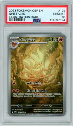 NINETALES 2023 Pokemon 199/197 PSA 10 GEM-MINT Obsidian Flames Illustration Rare - Image 1