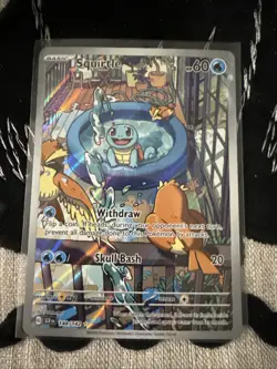 Pokemon Squirtle TCG Stellar Crown Illustration Rare Holo Card 148/142 Sv07 - Image 1
