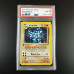 PSA 8 Machamp 8/102 Pokemon Base Set 1999 Holo Rare Graded Card - Image 1