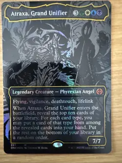 MTG FOIL Atraxa, Grand Unifier 357 Borderless Oil Slick Foil - Phyrexia: All Be - Image 1