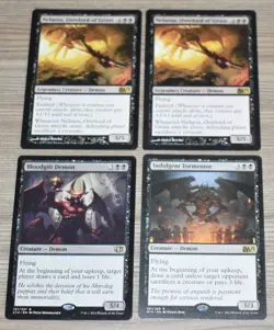 MTG 4 Black Rare Nefarox Overlord of Grixis Bloodgrift Demon Indulgent Tormentor - Image 1
