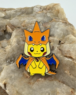 Pokemon Pikachu Wearing Charizard Poncho Costume Pin Kawaii NEW Reproduction - Image 1