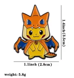 Pokemon Pikachu Wearing Charizard Poncho Costume Pin Kawaii NEW Reproduction - Image 3
