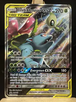 See Pics DMG Celebi & Venusaur GX TAG TEAM SM167 Pokemon Black Star Promo - Image 1
