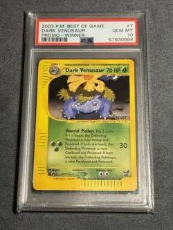 2003 POKEMON BEST OF GAME PROMO WINNER #7 DARK VENUSAUR PSA 10 - Image 1