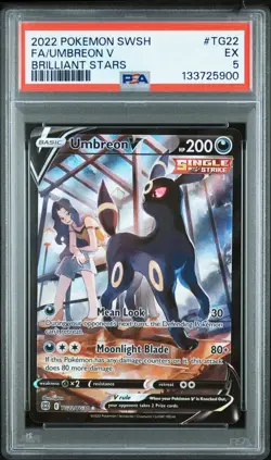 2022 Pokemon SWSH Full Art Umbreon V TG22/TG30 Brilliant Stars PSA 5 - Image 1