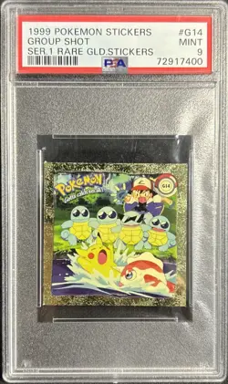 1999 Pokemon Artbox Stickers Series 1 Rare Gold Group Shot #G14 PSA 9 - Image 1