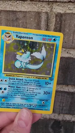 Pokemon TCG Vaporeon Holo Rare Card 12/64 Jungle Set, Vintage 1999 LP - Image 2