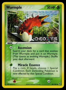 Pokemon Card - Wurmple Deoxys 82/107 Reverse Holo Stamped - Image 1