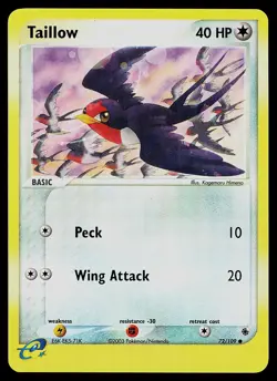 Pokemon Card - Taillow Ruby and Sapphire 72/109 Common Reverse Holo - Image 1