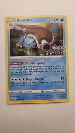 Pokemon Go Blastoise 017/078 Holo Rare Foil Stamped 2022 TCG Card NM Near Mint - Image 1