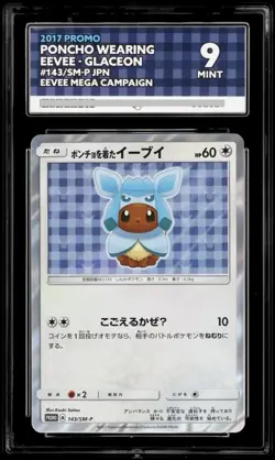 Pokemon Card-TCG: Poncho wearing Eevee: Glaceon - Promo - 143/SM-P - ACE 9 Mint - Image 3