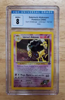 Pokemon CGC 8 NM/MINT 2000 Sabrina's Alakazam Gym Challenge Holo Card - Image 1