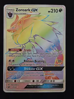 Zoroark GX (Secret) 77/73 Shining Legends Holo Rainbow Rare Pokemon Card - Image 1